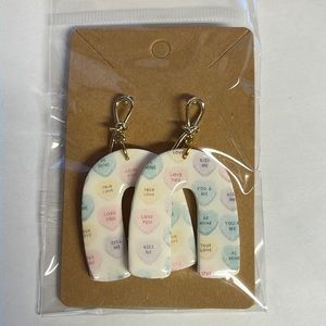 New! Candy Hearts Polymer Clay Earrings